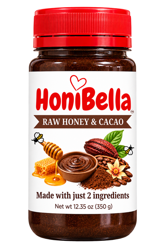HONIBELLA™ Raw Honey + Cacao Chocolate Spread – 350g
